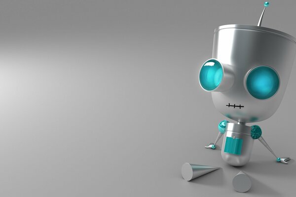 Sitting robot with eyes and hands