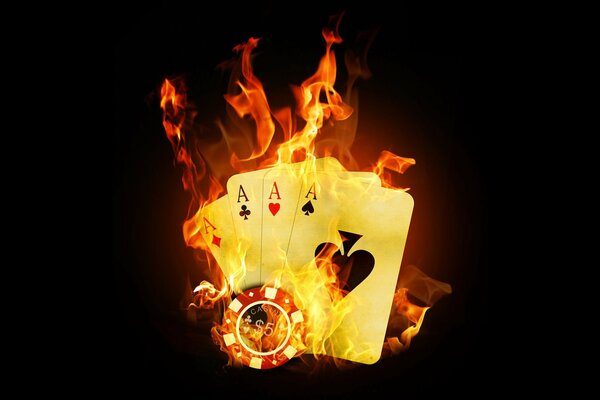 Le jeu de cartes et de jetons dans le feu