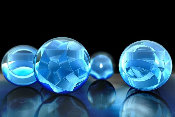 Glass balls of blue color