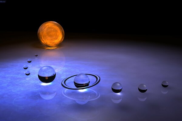 Interpretazione del sistema solare dalle sfere di vetro