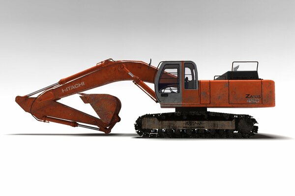 Orange Hitachi zaksis 450 Bulldozer auf weißem Hintergrund