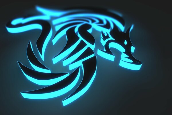 Le graphique. Noir et turquoise neon dragon