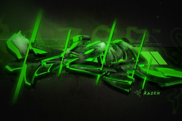 Razer grünes Neongraffiti