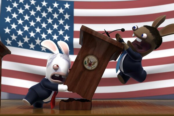 Królik McCain i królik Obama wdali się w bójkę