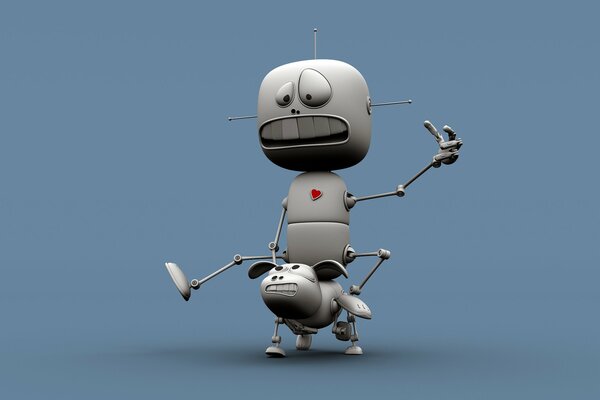 A robot rides a robot