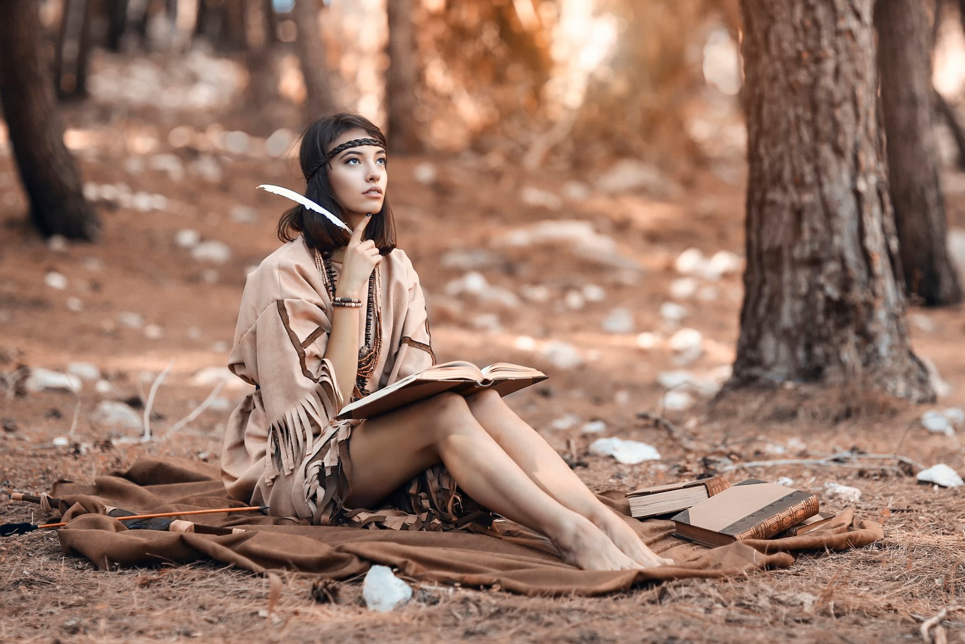 woods wonder alessandro di cicco girl forest feather book