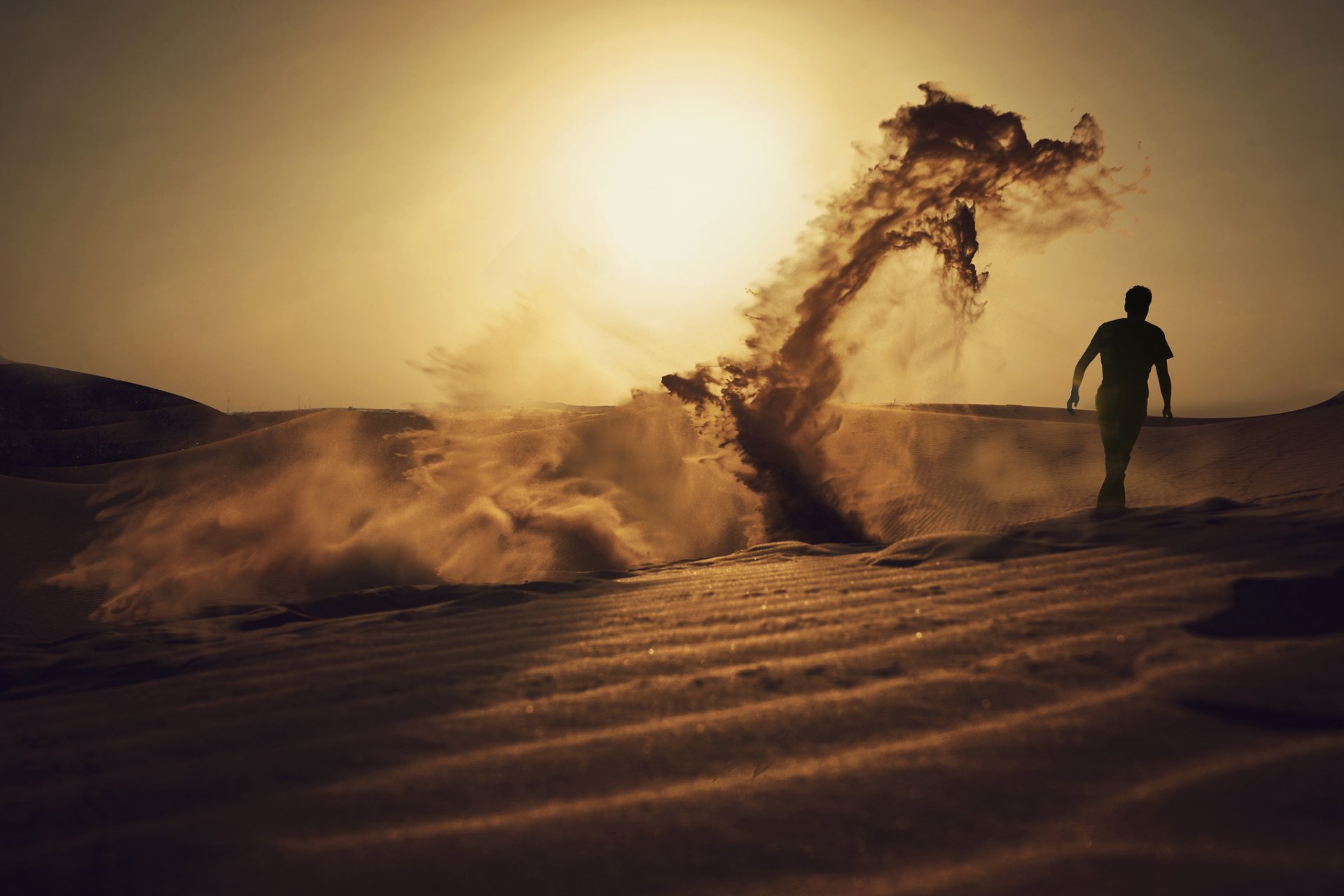 le sable la silhouette le dragon