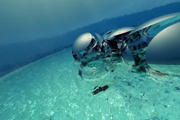 Grosses boules volent sous l eau