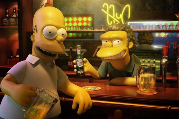 Homer Simpson in a beer bar