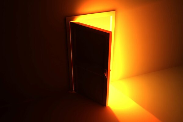 Yellow light through an open door