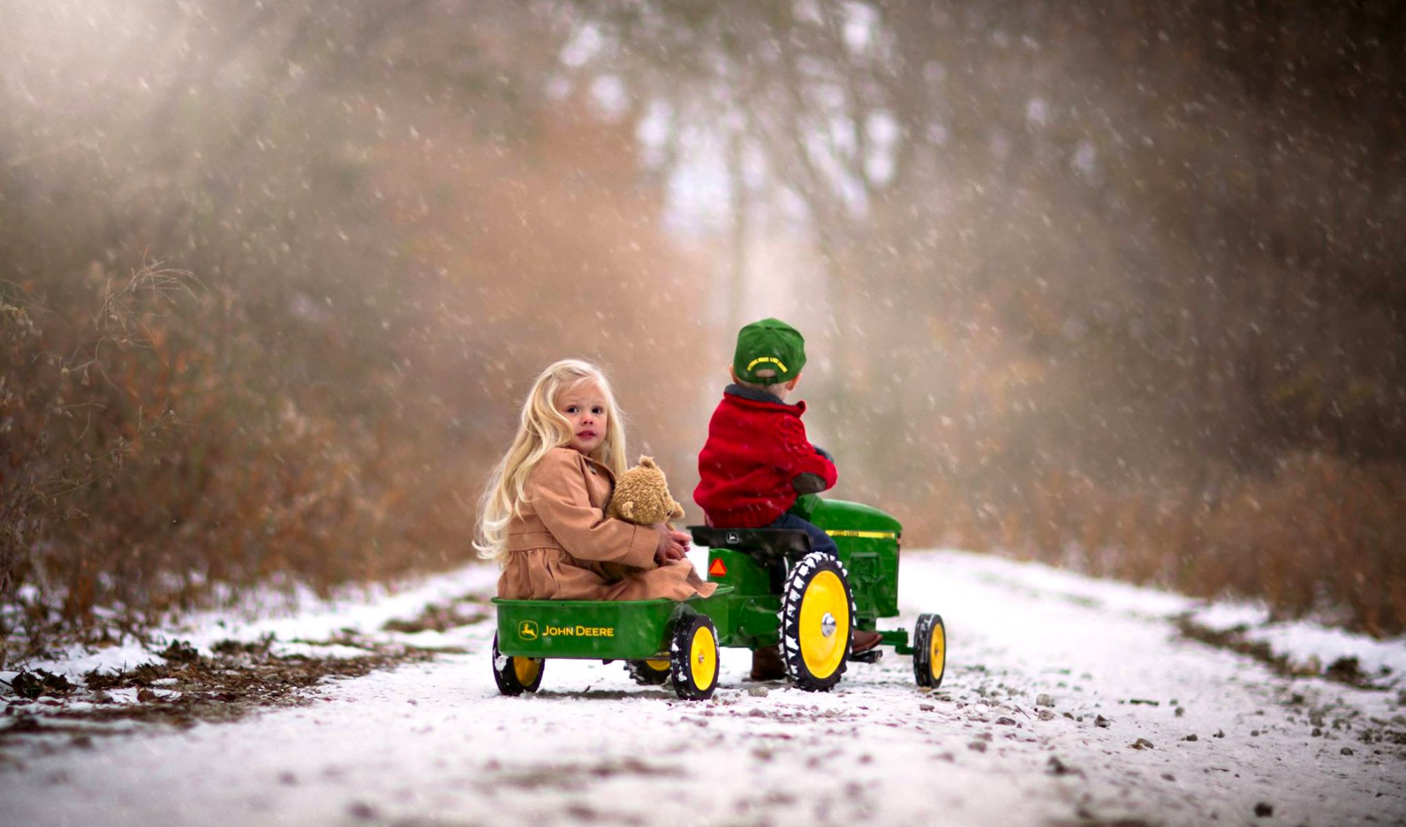 nature forest road girl autumn winter tree