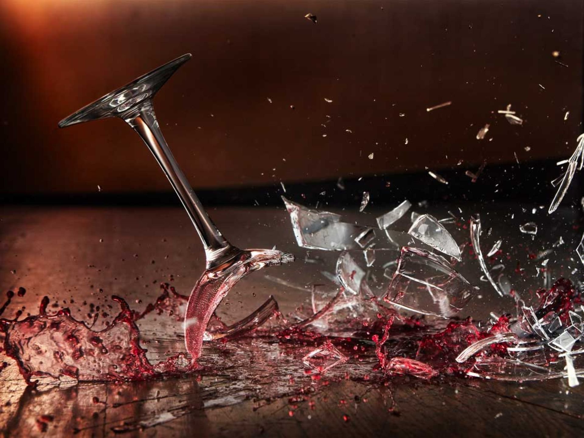 glass glass shards wine liquid fall blow splashes drops macro