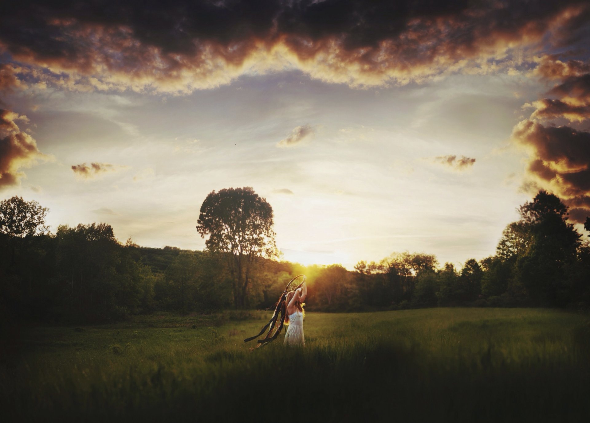 dream catchers girl the field sun dreamcatcher