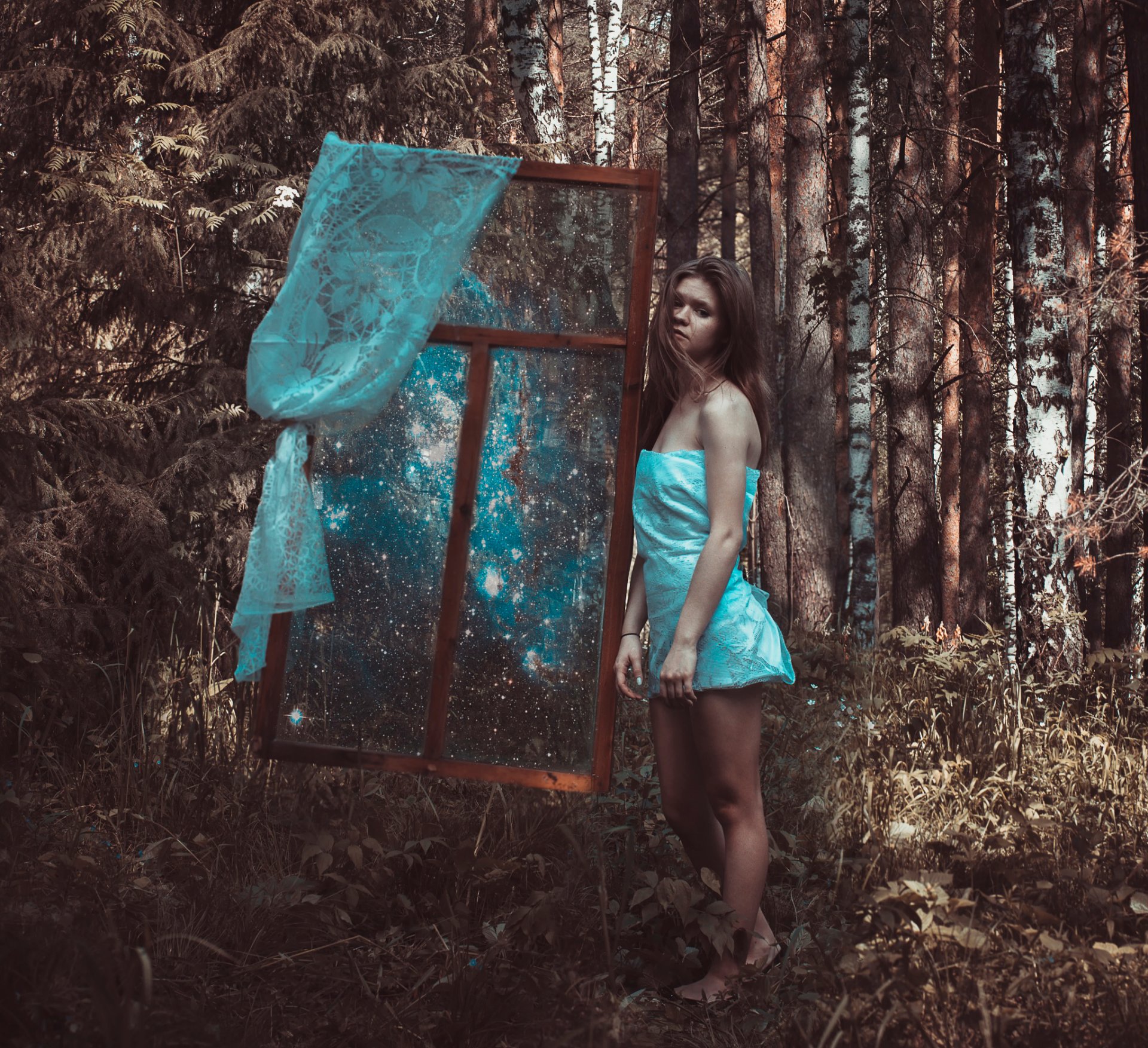 la jeune fille la forêt la fenêtre l espace