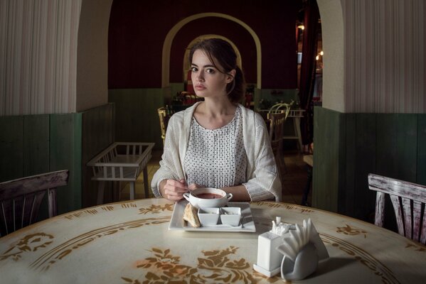 Lydia Savoderova at the dinner table