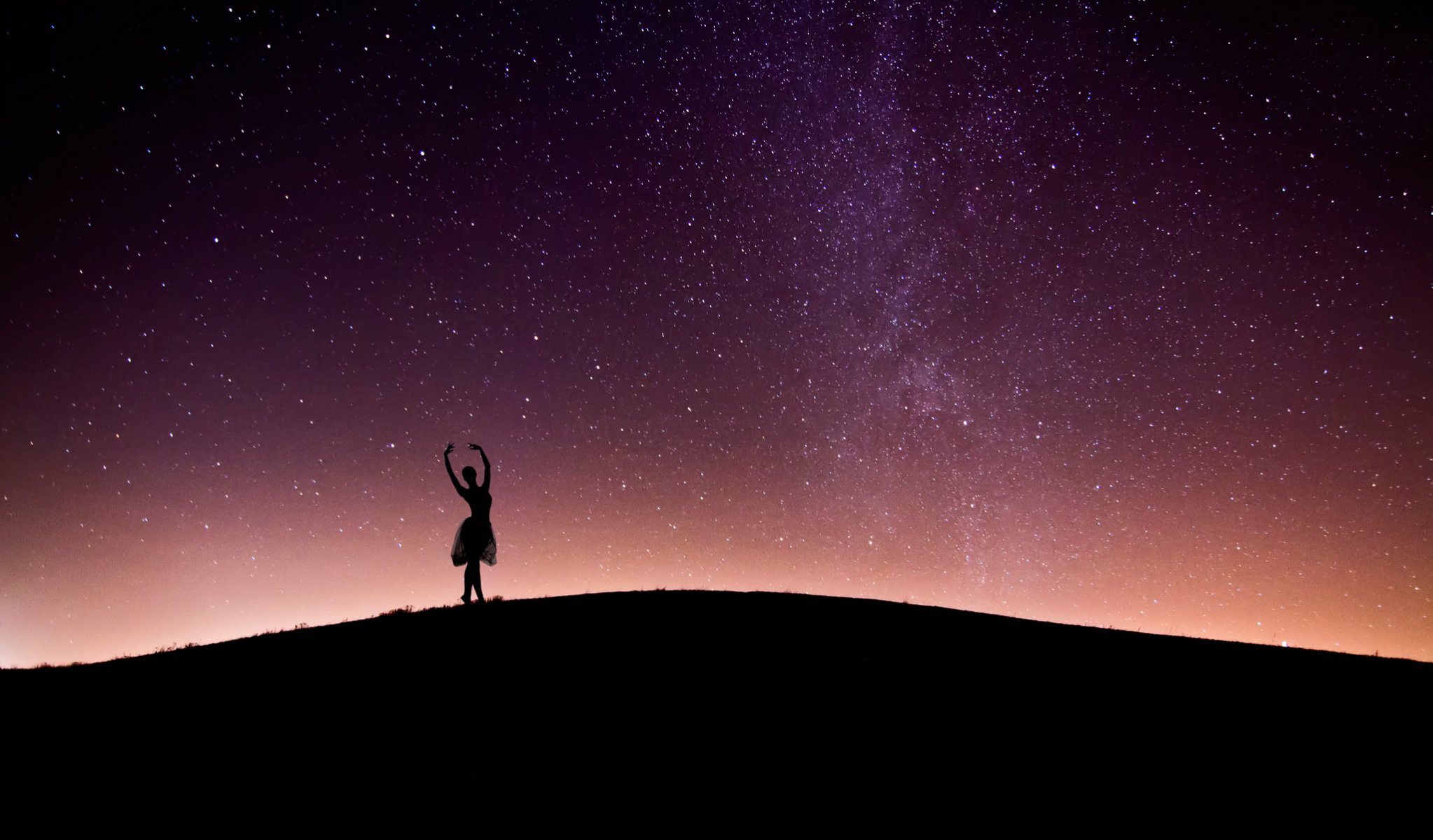 ballerina night silhouette starry sky