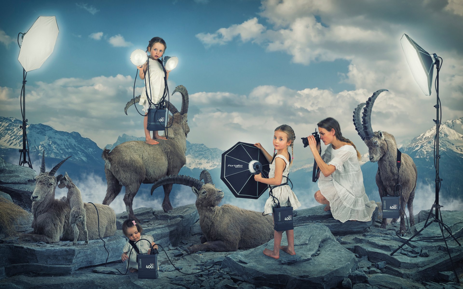 les filles les enfants les montagnes photoshoot