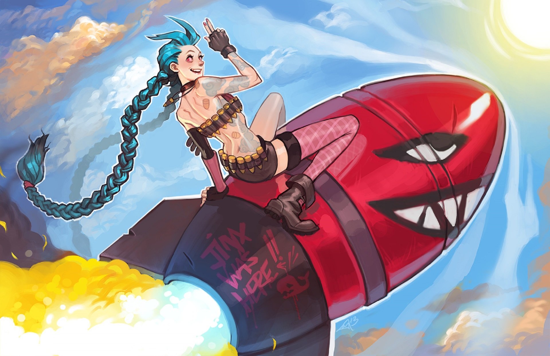 league of legends jinx mädchen rakete sonne