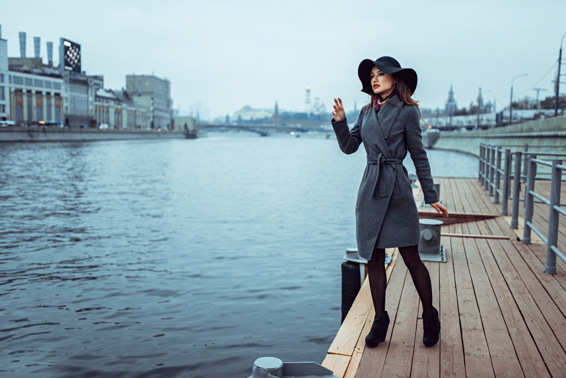 last ship girl pier autumn expectation russia