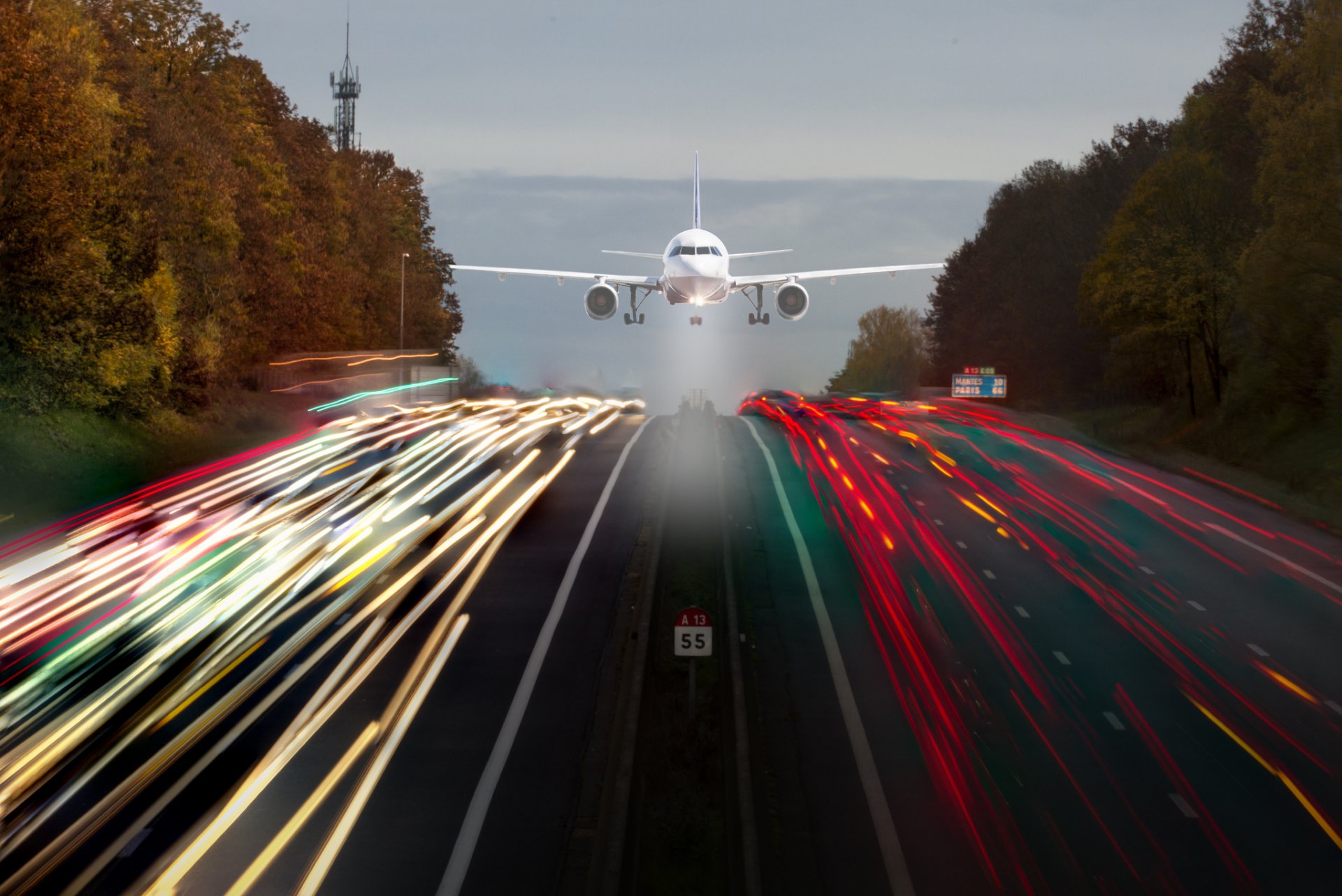 flugzeug straße lichter belichtung