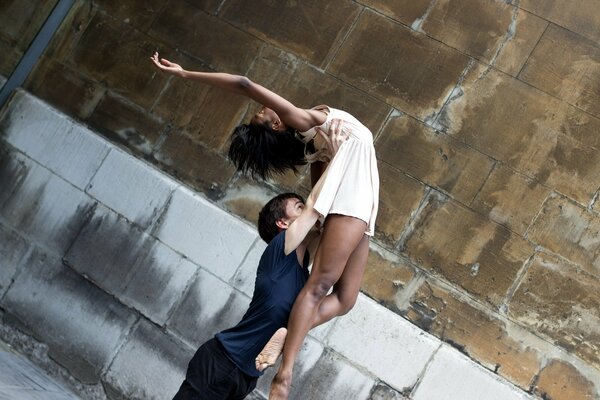 Girl and guy dancing