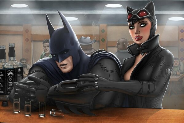 Batman and the Catwoman painting