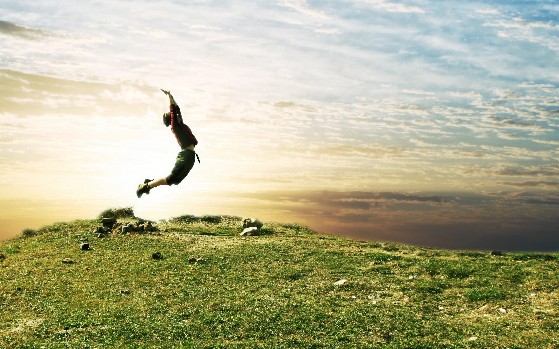 saut joie herbe ciel