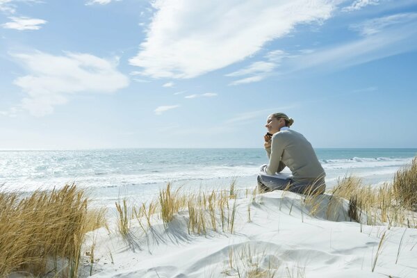 A girl on the sandy beach