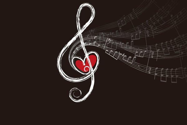 The treble clef of love gives out beautiful sounds