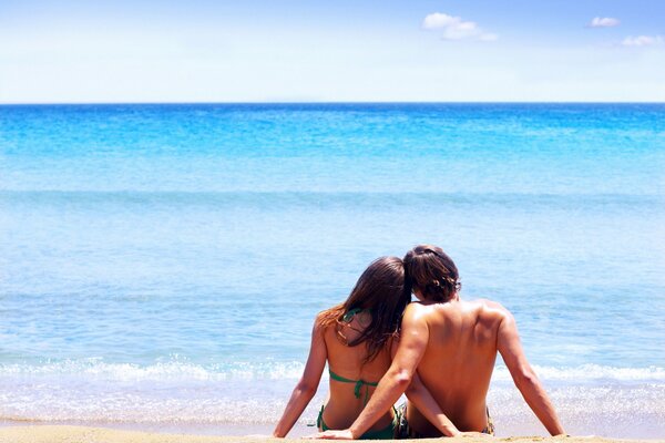 Family idyll on a beautiful beach