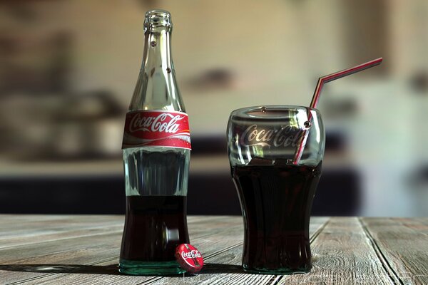 Bicchiere di Coca Cola con cannuccia