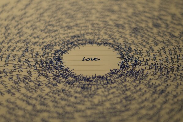 Słowo miłość w języku angielskim napisane ręcznie
