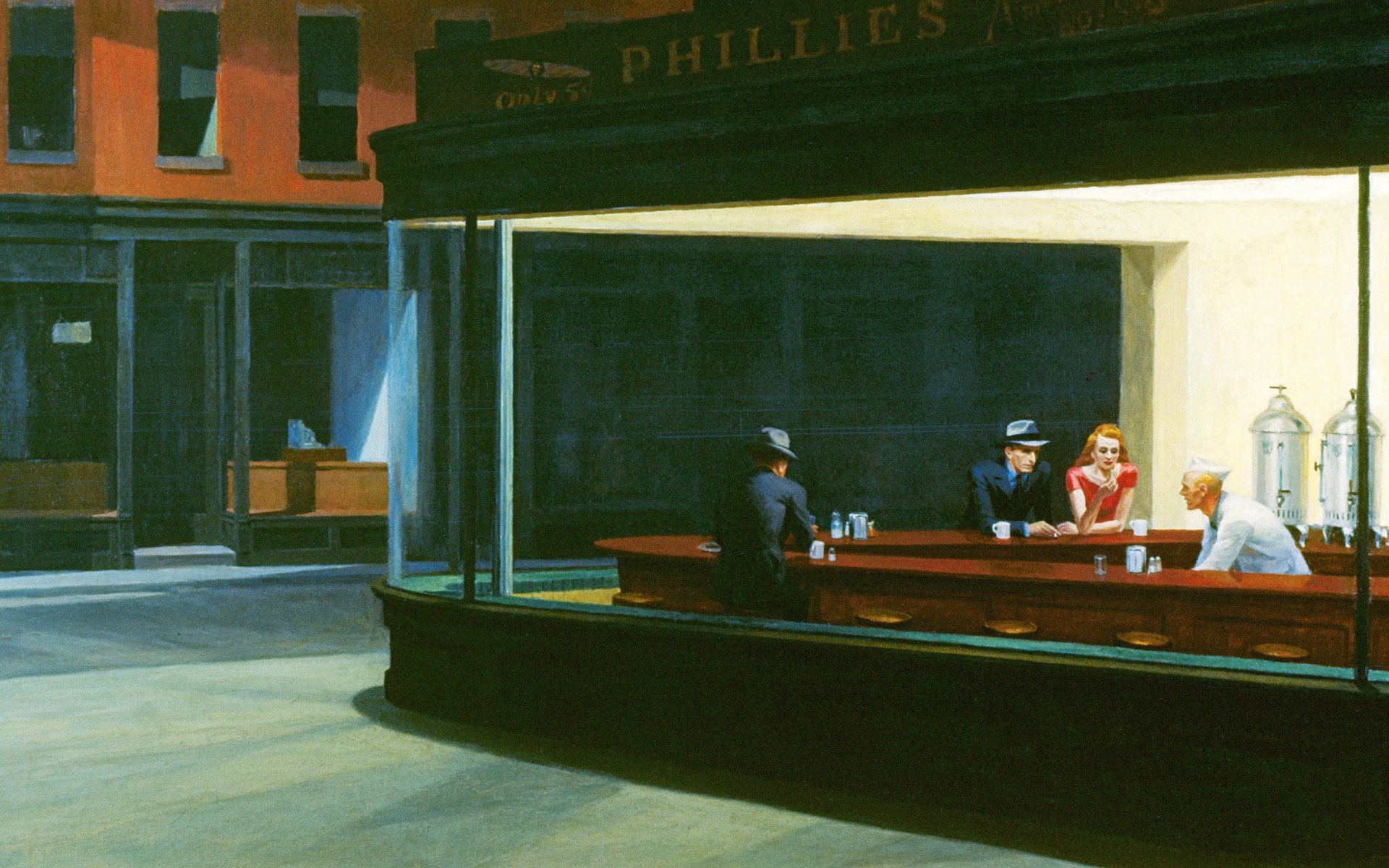 midnighters edward hopper nighthawks kawiarnia rysunek