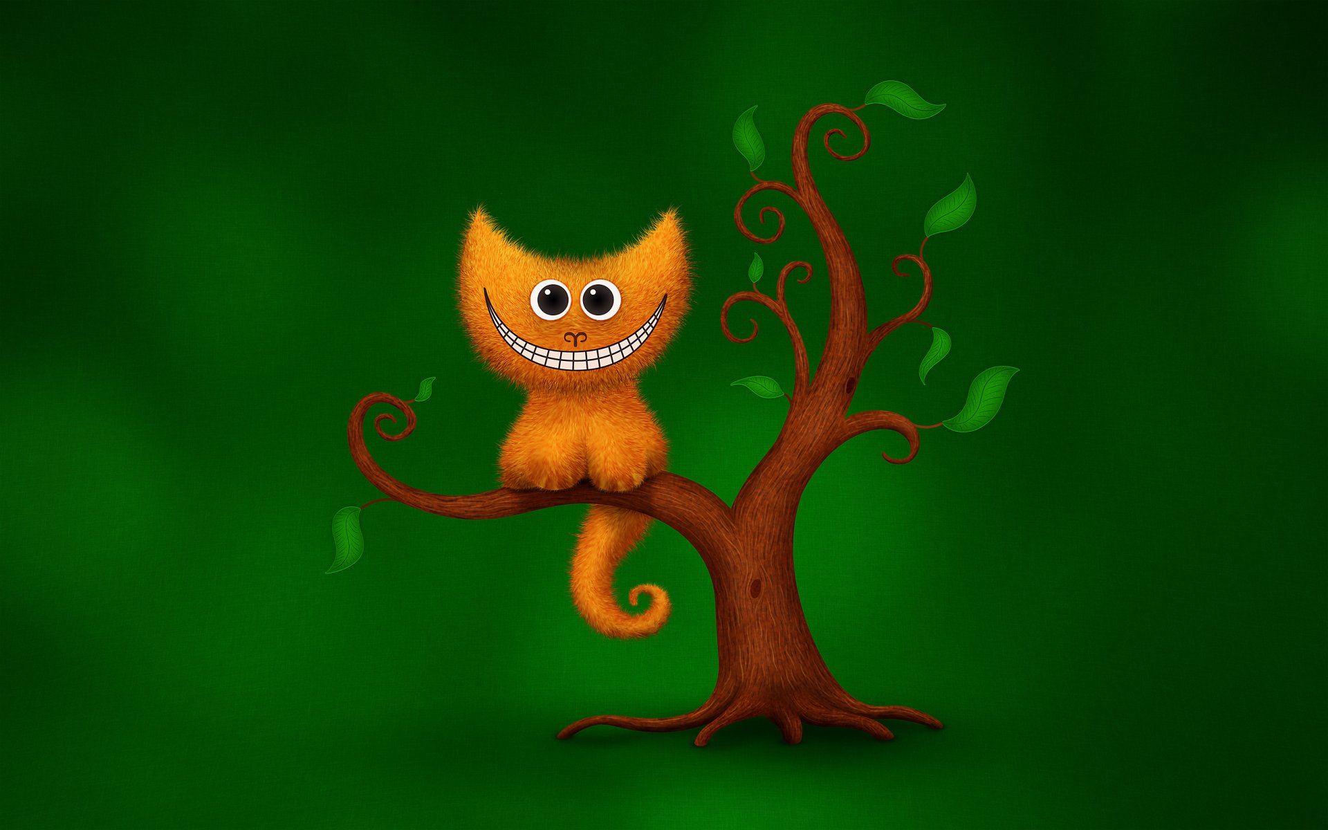 cat smile humor cheshire cat tree green