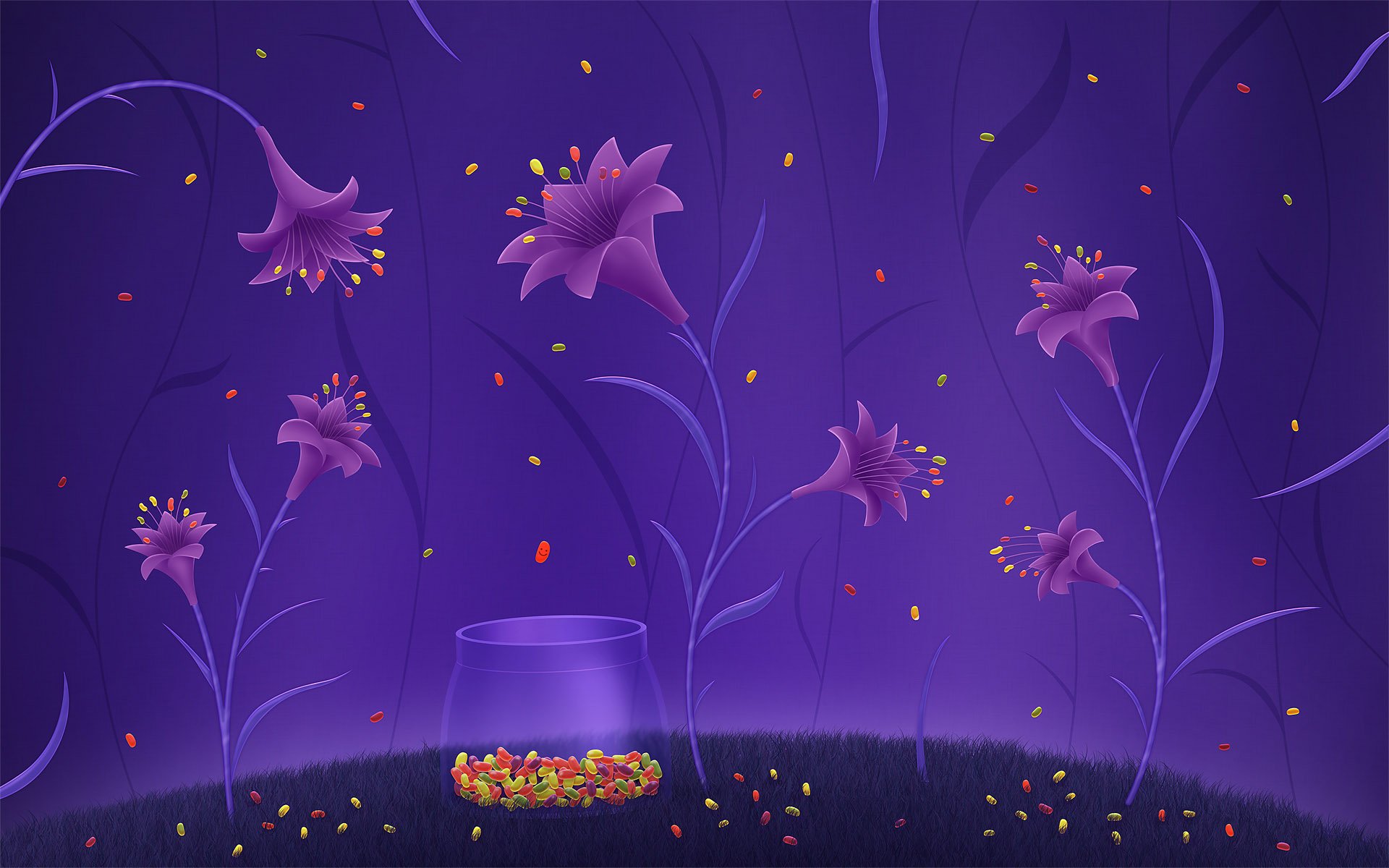 fleurs lys dessin lumineux violet bonbons