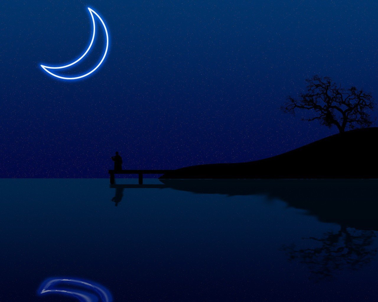 moon vector night minimalism water