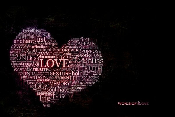 Le mot amour avec le coeur