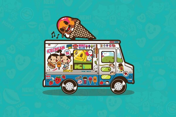 Ice cream van in vector