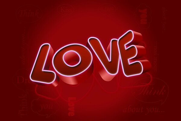 Love. The word love on a red background