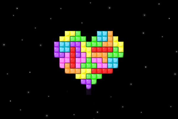 Cuore in formato Tetris