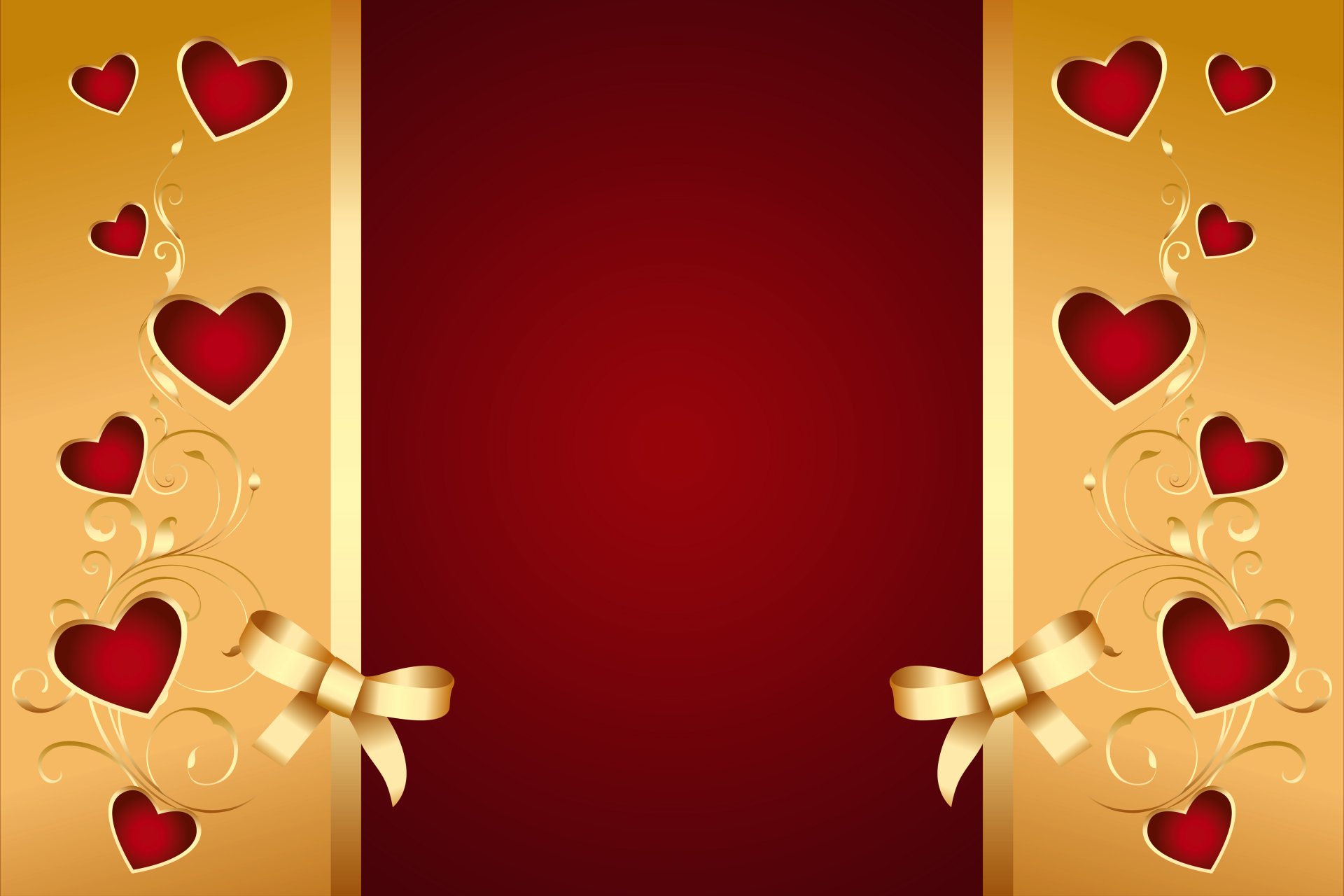 red golden hearts bow romantic love valentine background heart