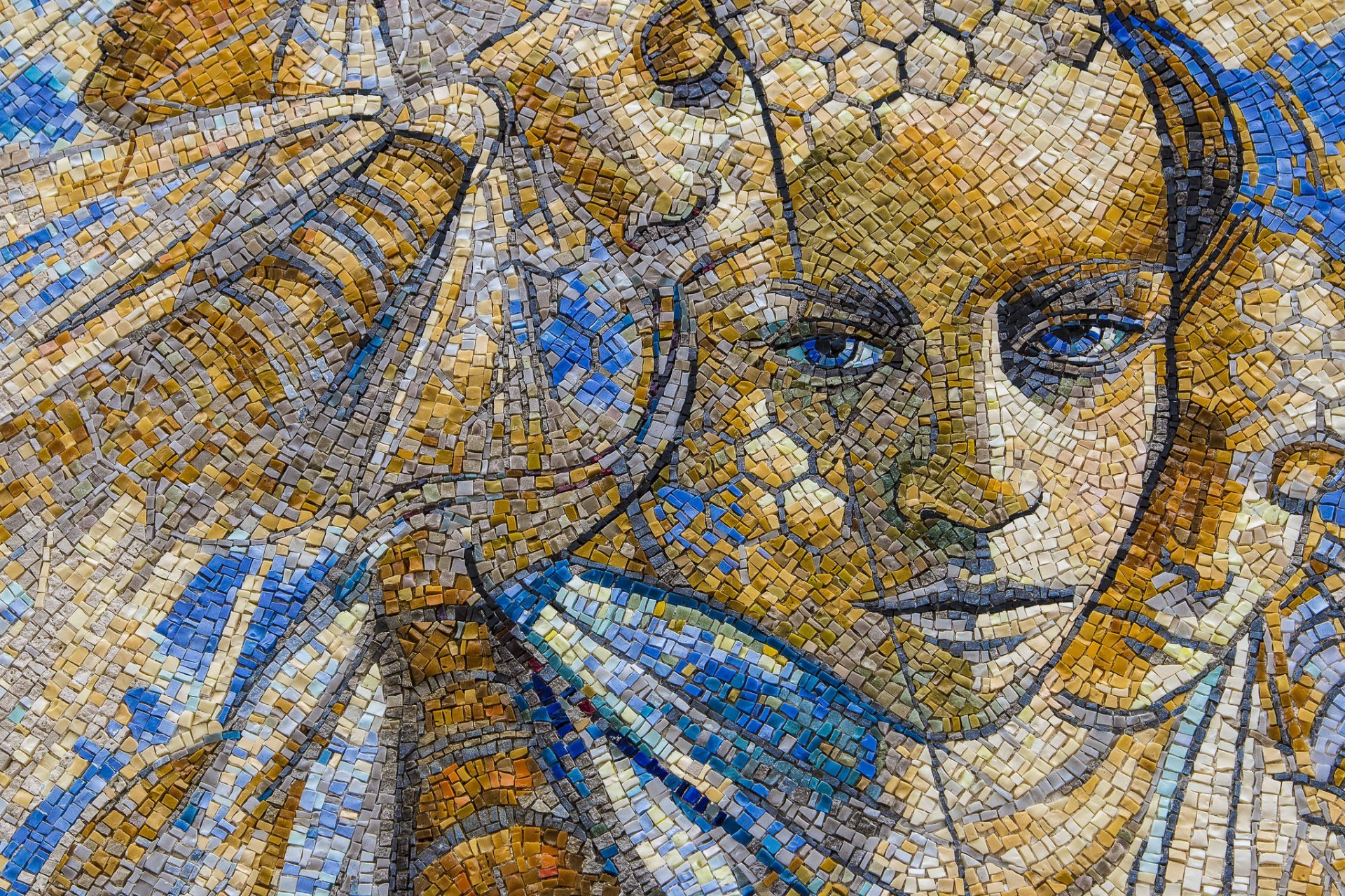 mosaic girl face flower