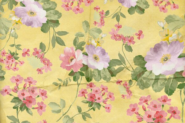 Paper wallpaper with antique floral ornament