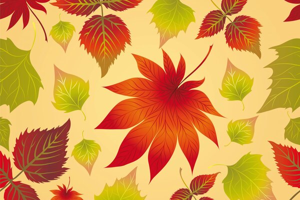 Les feuilles d érable sont représentées sur un fond d automne