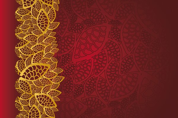 Im Vintage-Hintergrund ziert die rote Textur des goldenen Blumenmodells das Blumenmuster den Hintergrund