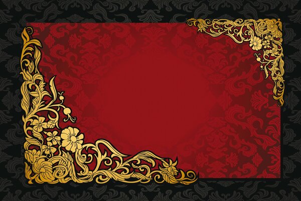 Vector red background with floral ornament