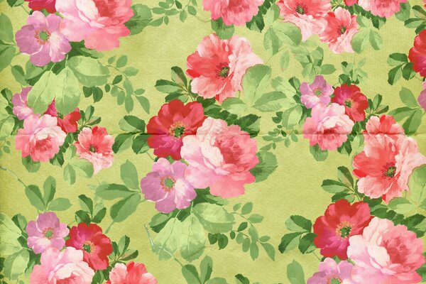 Vintage floral ornament on wallpaper