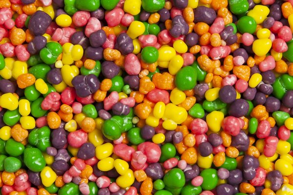 Lots of colorful round candies