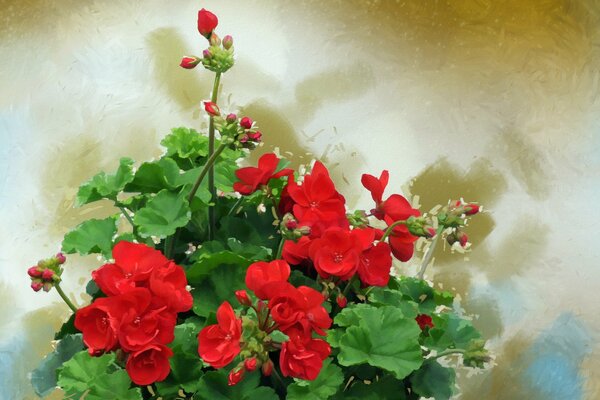 Red flowers with green leaves