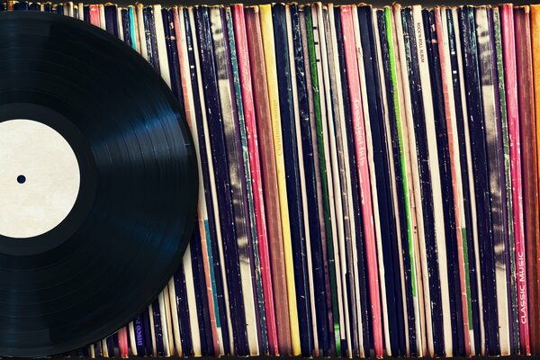 Vinyl records arranged beautifully